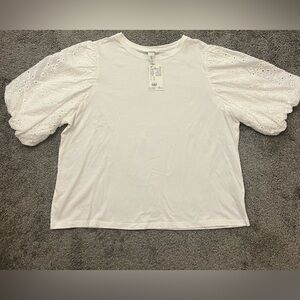 H&M White Blouse with Balloon Sleeves